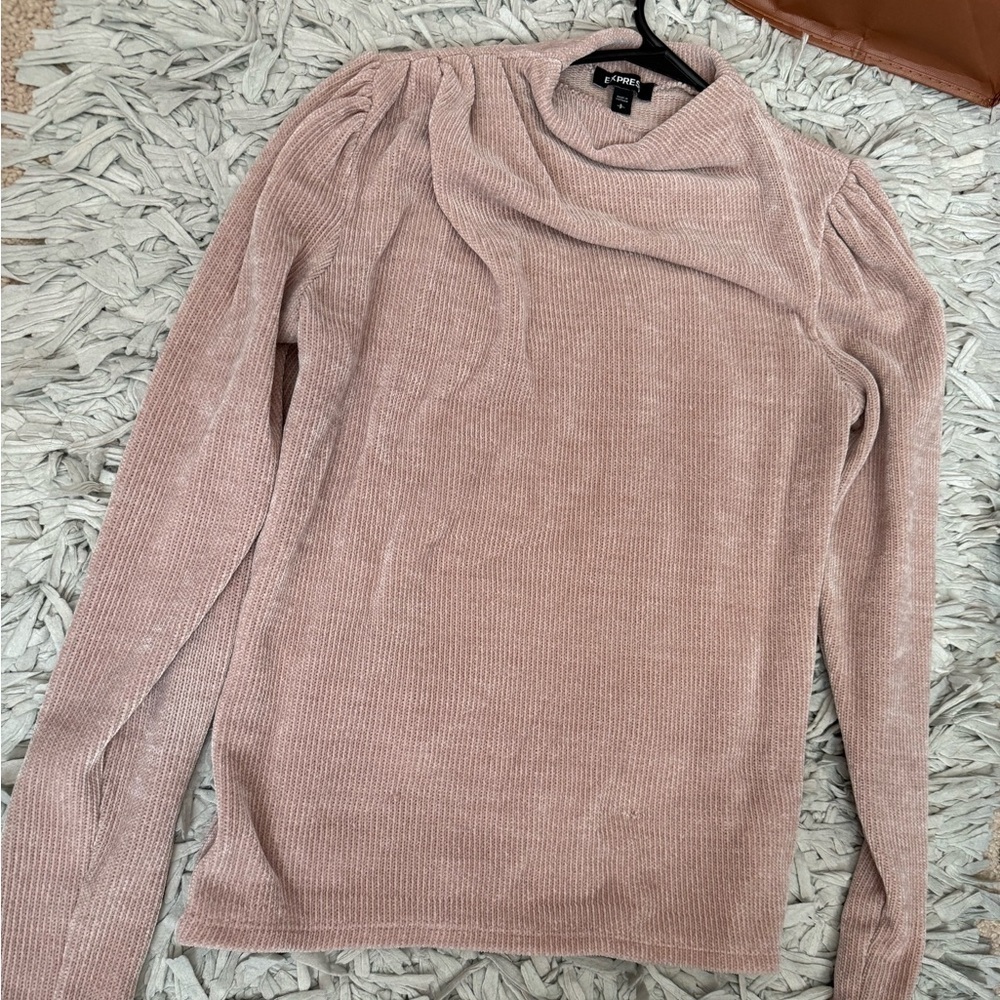 Express Soft Blush Cowl Neck Sweater - Picture 6 of 11